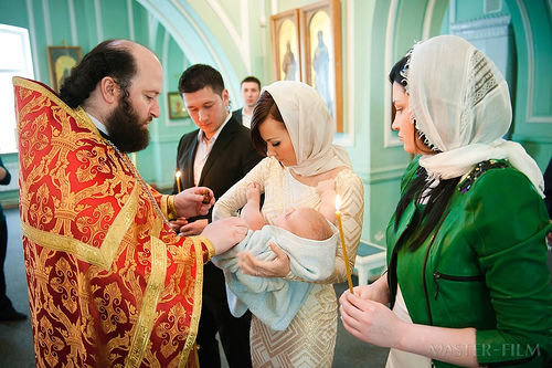Фото крещения ребенка Анны и Антона в Пушкине